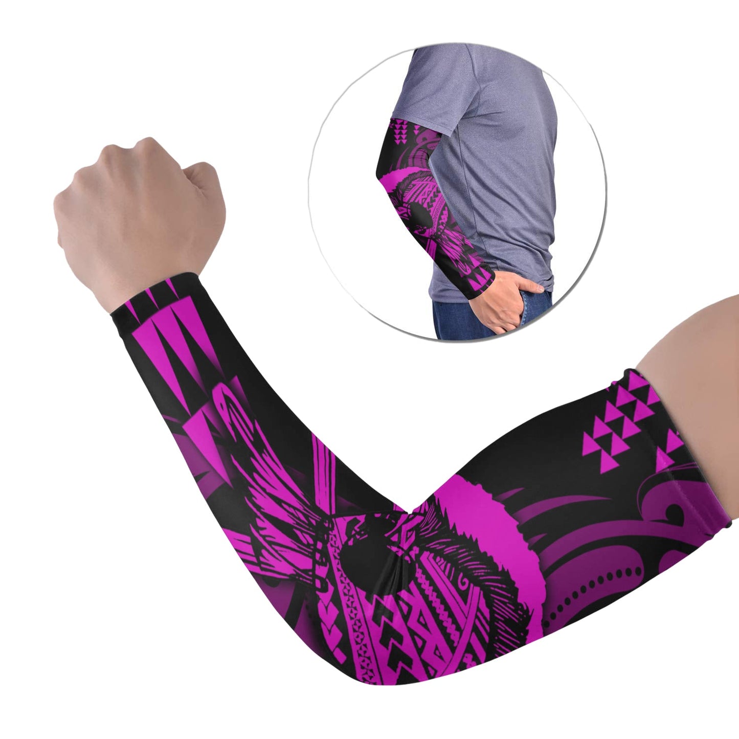 Hawaii Polynesian Warrior Kakau Arm Sleeve 43 (Set of Two)-Purple
