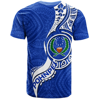 Custom Personalised Pohnpei T - Shirt - Micronesia Pride Blue -