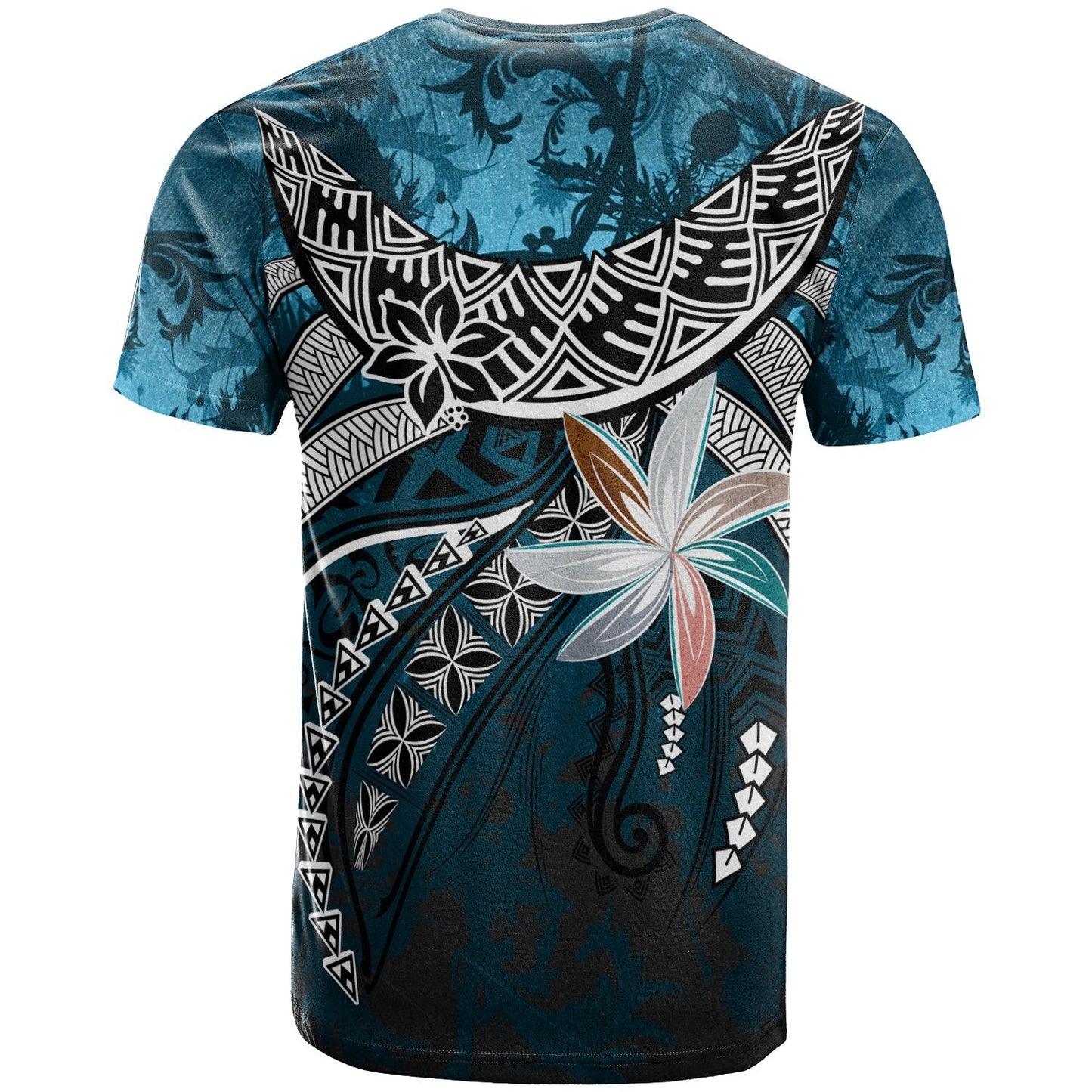 Polynesian T Shirt Fanciful Forest Blue Color