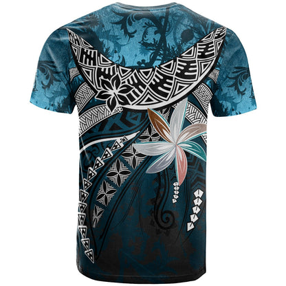 Polynesian T Shirt Fanciful Forest Blue Color