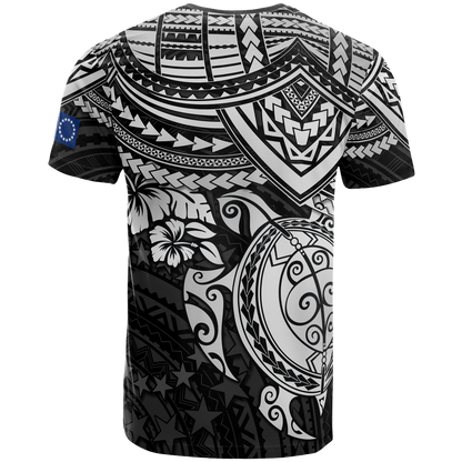 Cook Islands Polynesian T Shirt Cook Islands Flag White Turtle Hibiscus