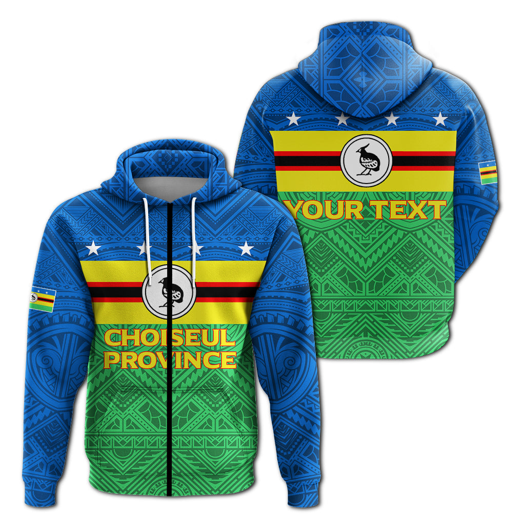 ( Personalised) Solomon Islands Choiseul Province Zip Hoodie Tribal Pattern