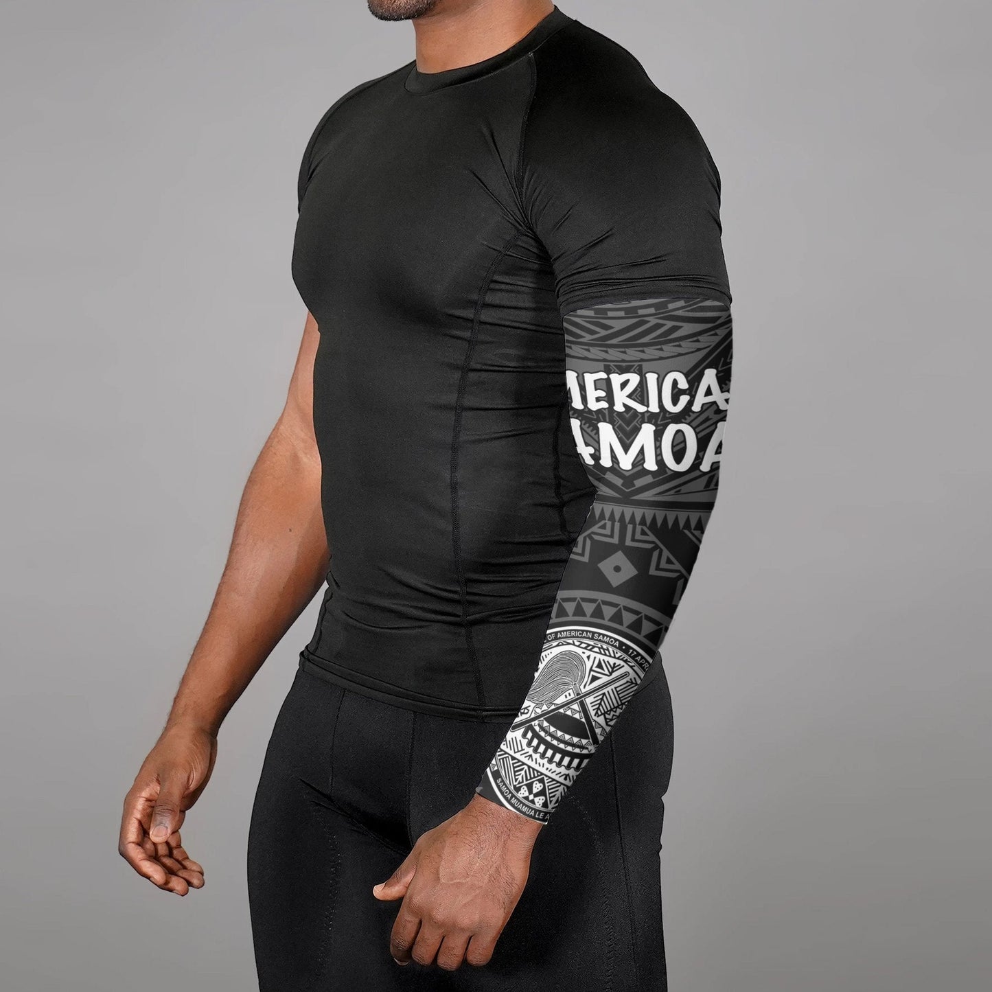 American Samoa Arms Sleeve - Seal In Polynesian Tattoo Style ( Black)