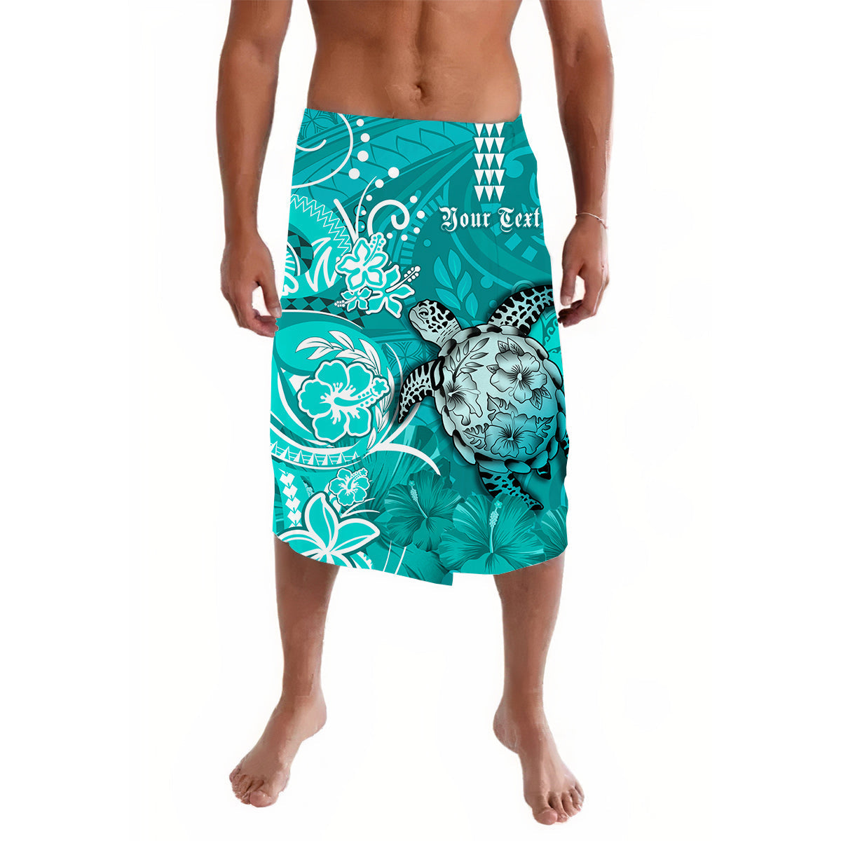 (Custom Personalised) Hawaii Lavalava Polynesia Turquoise Sea Turtle Honu and Map