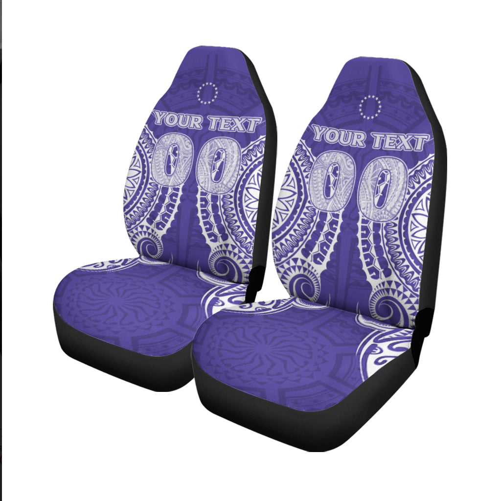 (Custom Personalised)Cook Islands Rarotonga Car Seat Covers Purple Tribal Pattern