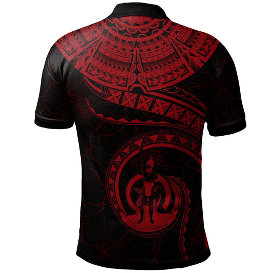 Vanuatu Polynesian Personalised Polo Shirt - Vanuatu Waves Red
