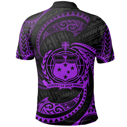 Samoa Polynesian Polo Shirt - Purple Tribal Wave