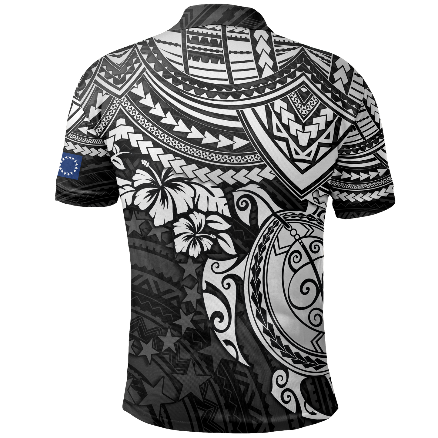 Cook Islands Polo Shirt - Cook Islands Flag White Turtle Hibiscus