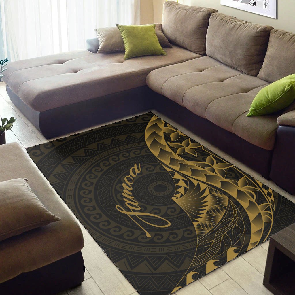 Samoa Area Rug Polynesian Pattern Style Gold Color