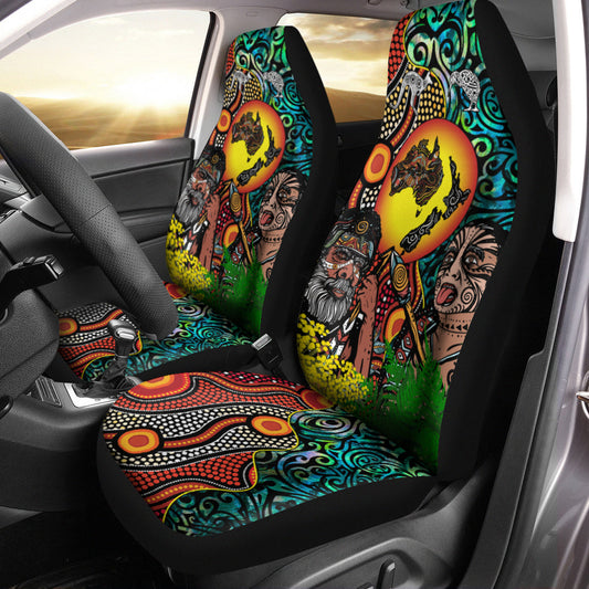 Australia Aboriginal Kangaroo Combine New Zealand Maori Kiwi Bird Car Seat Covers
