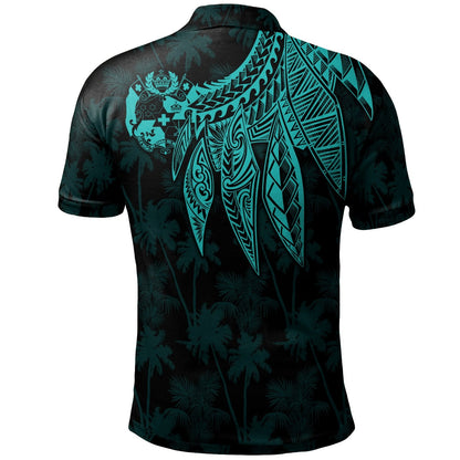 Tonga Personalised Polo Shirt - Polynesian Wings Turquoise