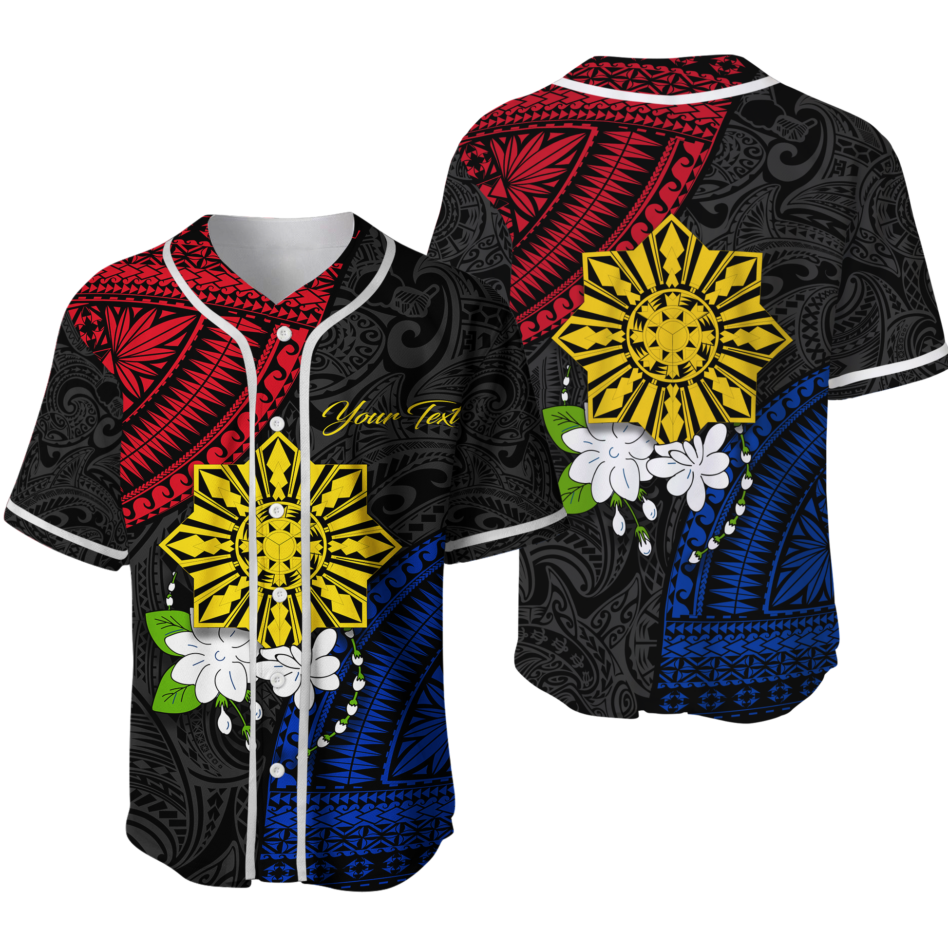 (Custom Personalised) Philippines Sampaguita Filipino Sun Baseball Jersey