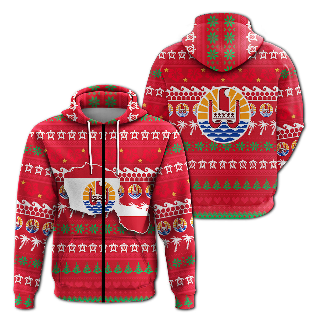 Tahiti Christmas Zip Hoodie Ugly Christmas