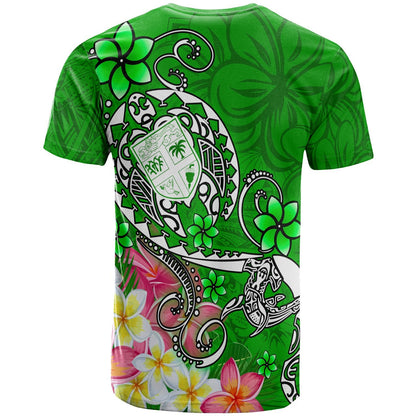 Fiji T Shirt Turtle Plumeria Green