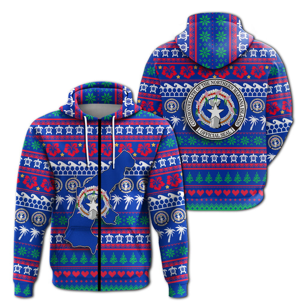 Northern Mariana Islands Christmas Zip Hoodie Ugly Christmas