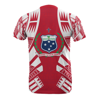 Samoa T - Shirt - Samoa Coat Of Arms Polynesian Tattoo Red Style
