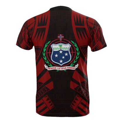 Samoa T - Shirt - Samoa Coat Of Arms Polynesian Tattoo Red Style