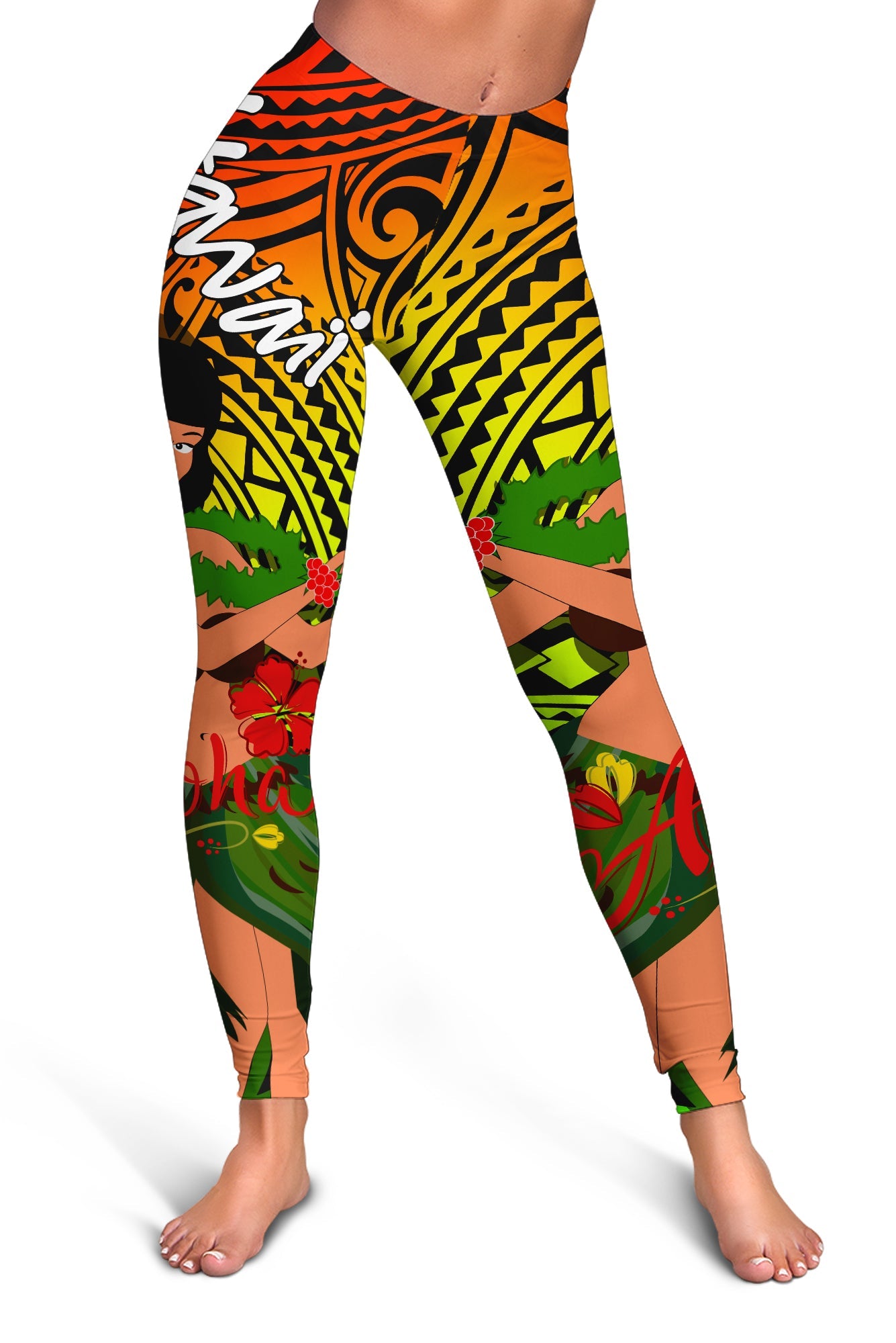 Hawaii Hula Girl Reggae Women Legging -