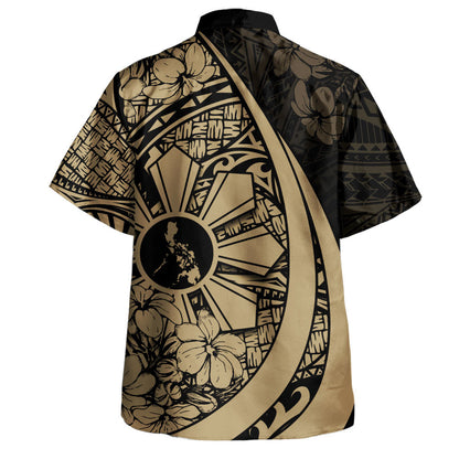 Philippines Filipinos Hawaiian Shirt National Sampaguita Flower Symbols Style Gold Short Sleeve Shirt