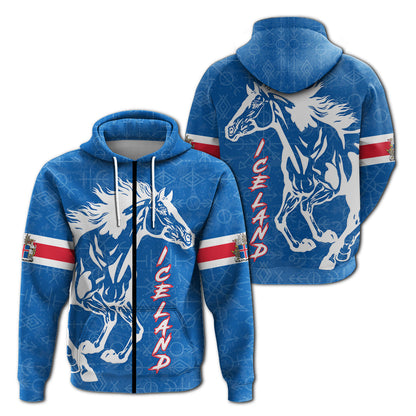 Icelandic Horse Pride Zip Hoodie LT12