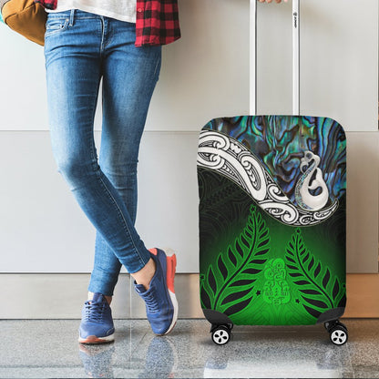 New Zealand Maori Luggage Covers Manaia Paua Shell Glitter Green