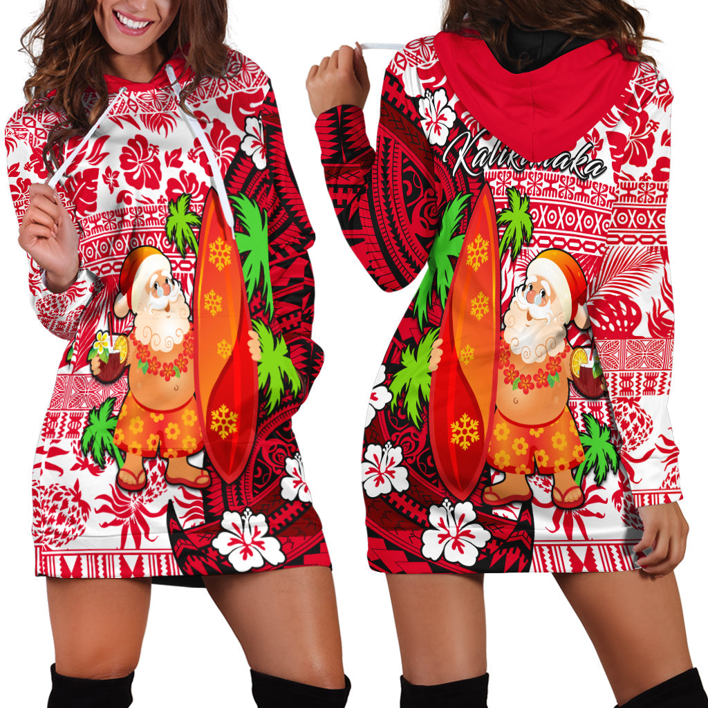 Mele Kalikimaka Hoodie Dress Christmas Hawaii with Santa Claus