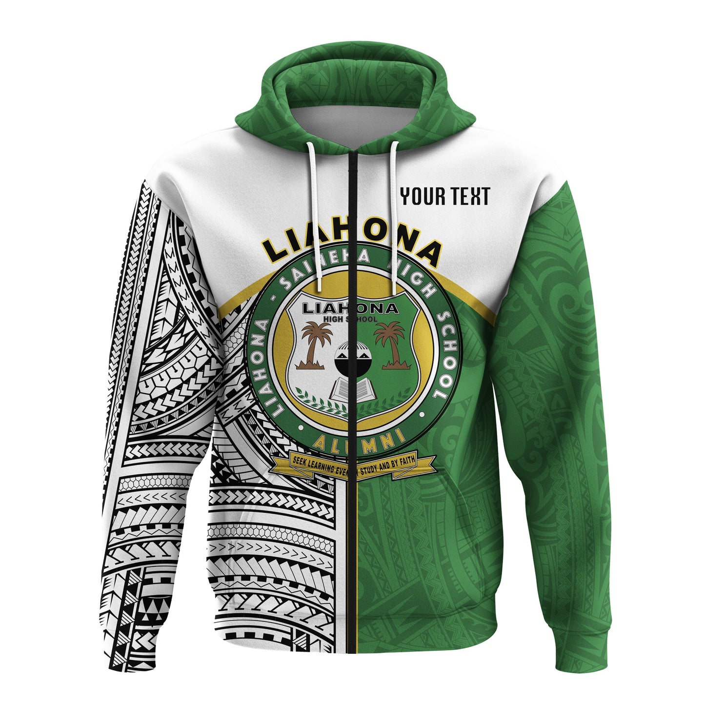 ( Personalised) Liahona High School Zip up Hoodie Polynesian Patterns ver1