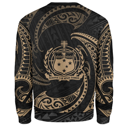 Samoa Polynesian Sweater Gold Tribal Wave