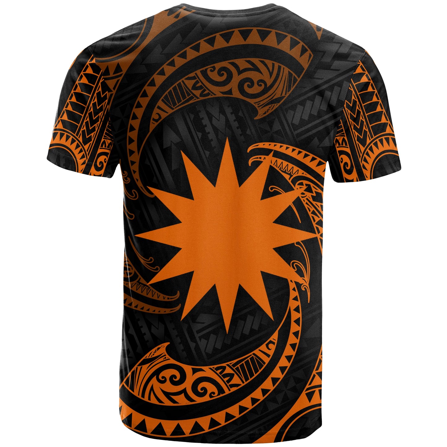 Nauru Polynesian All Over T Shirt Orange Tribal Wave