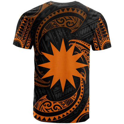 Nauru Polynesian All Over T Shirt Orange Tribal Wave