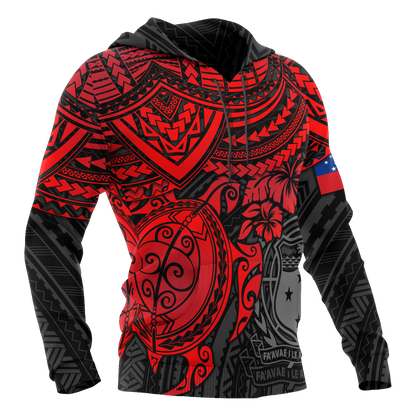 Samoa Polynesian Hoodie Red Turtle