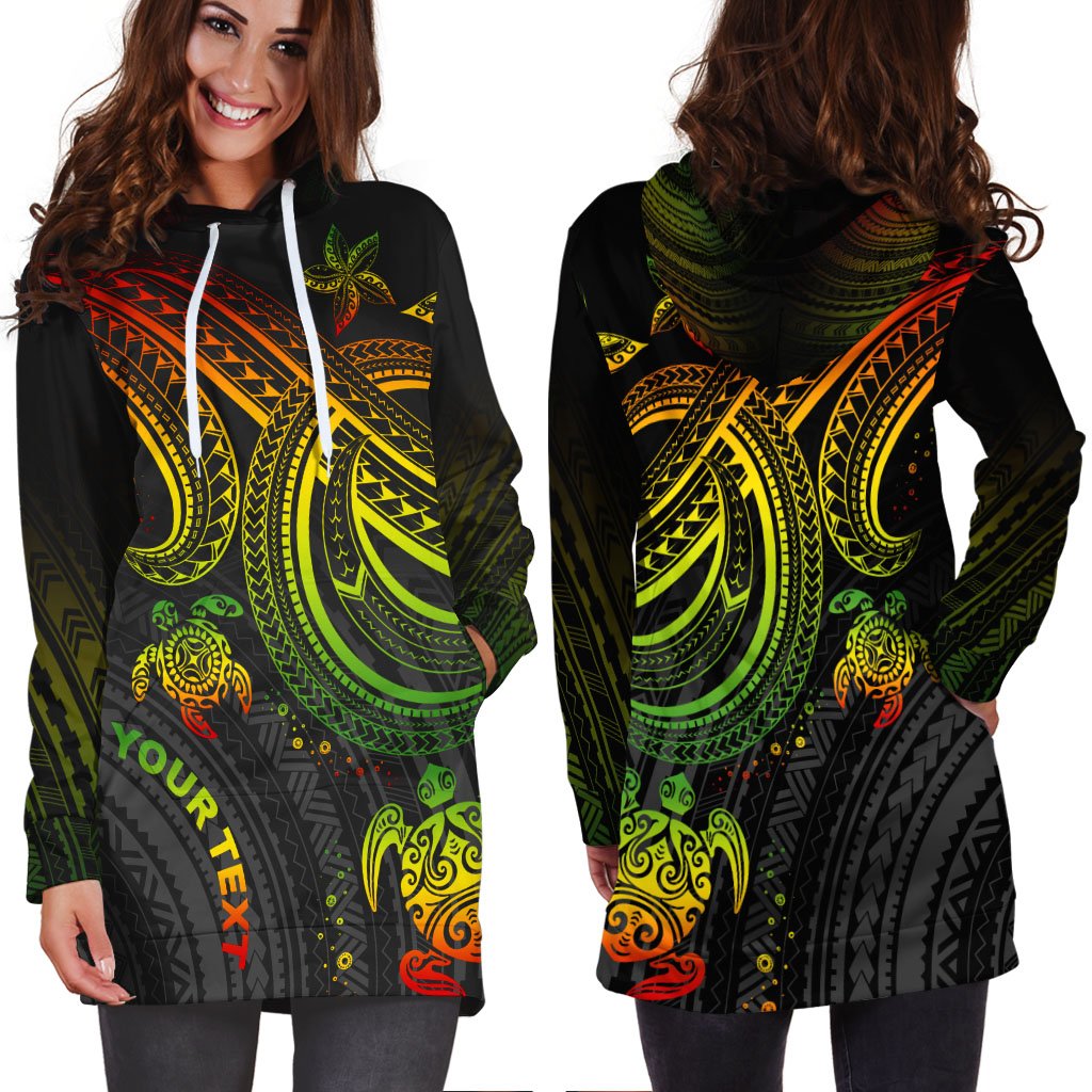 Polynesian Custom Personalised Women’s Hoodie Dress Reggae Turtle