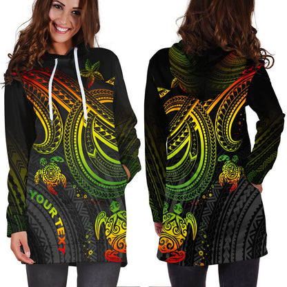 Polynesian Custom Personalised Women’s Hoodie Dress Reggae Turtle