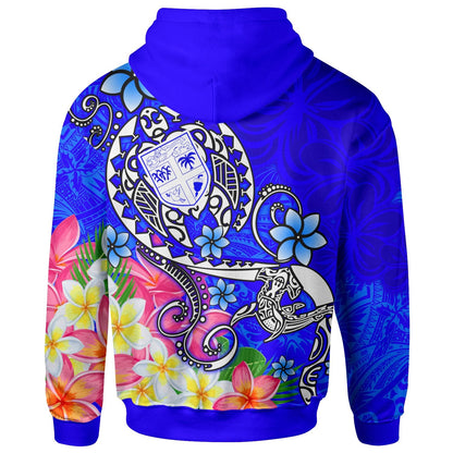 Fiji Hoodie Turtle Plumeria (Blue)