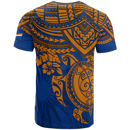 Marshall Islands Polynesian T Shirt Marshall Islands Flag Blue Turtle Hibiscus
