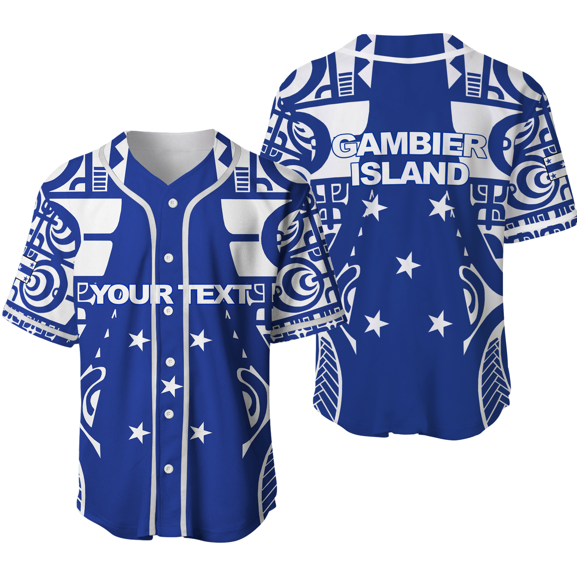 (Custom Personalised) Gambier Islands Tribal Baseball Jersey