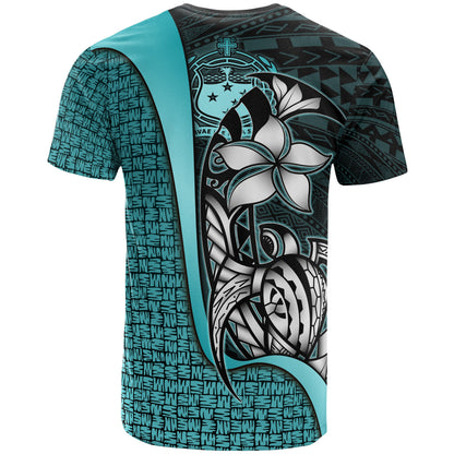 Samoa Polynesian T - Shirt Samoa Turquoise - Turtle With Hook