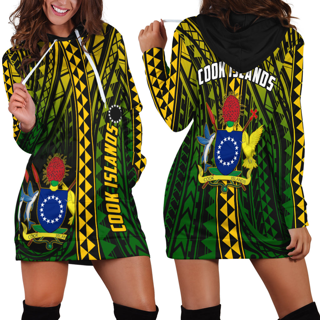 Cook Islands Hoodie Dress Polynesian Pattern Stars