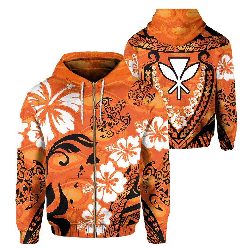 Hawaii Hoodie Orange Lanai Hawaiian Zip Hoodie AH