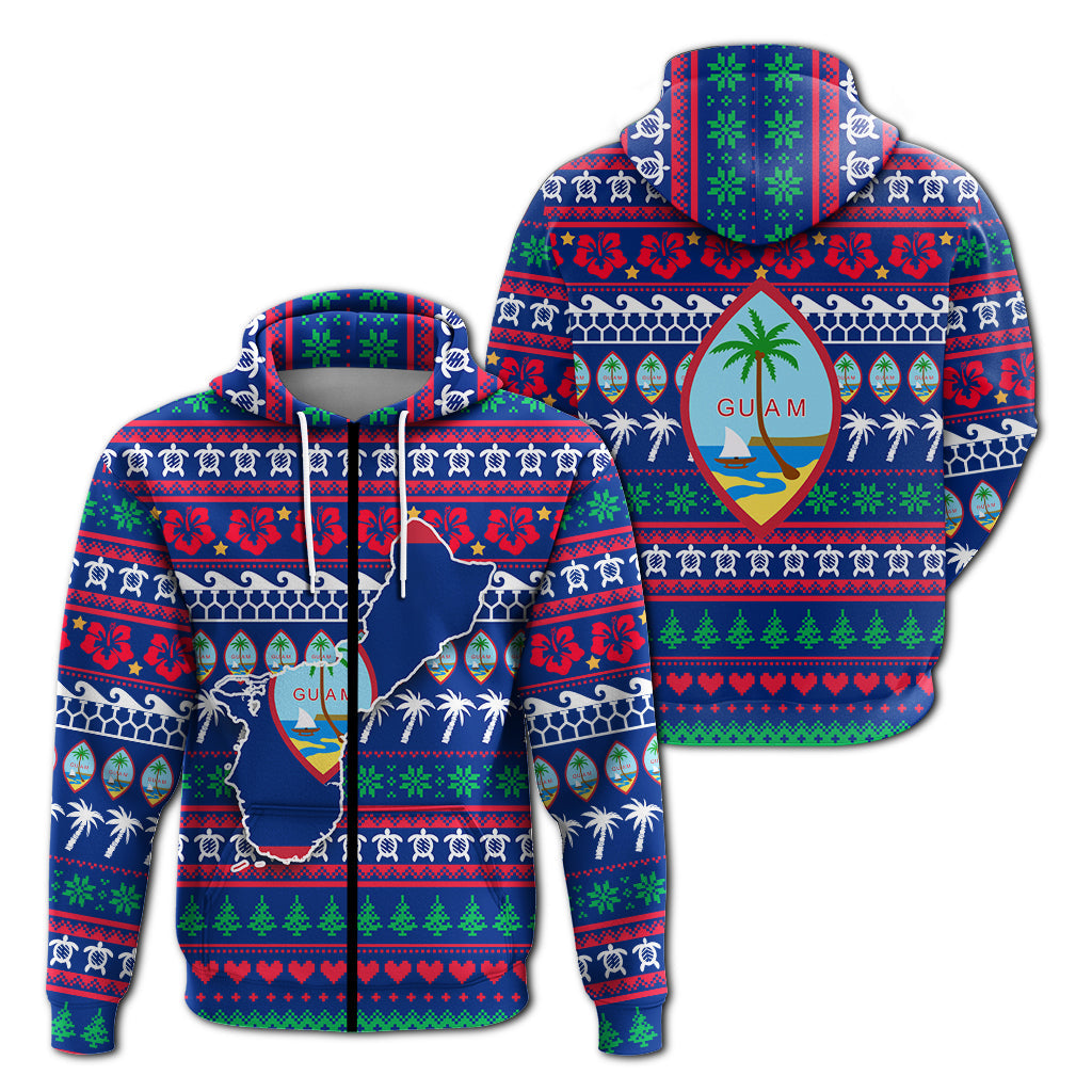 Guam Christmas Zip Hoodie Ugly Christmas
