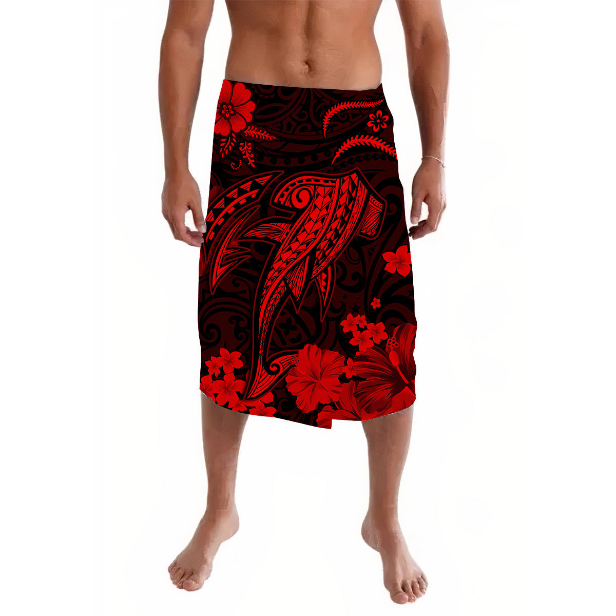 Hawaii Lavalava Polynesia Red Shark