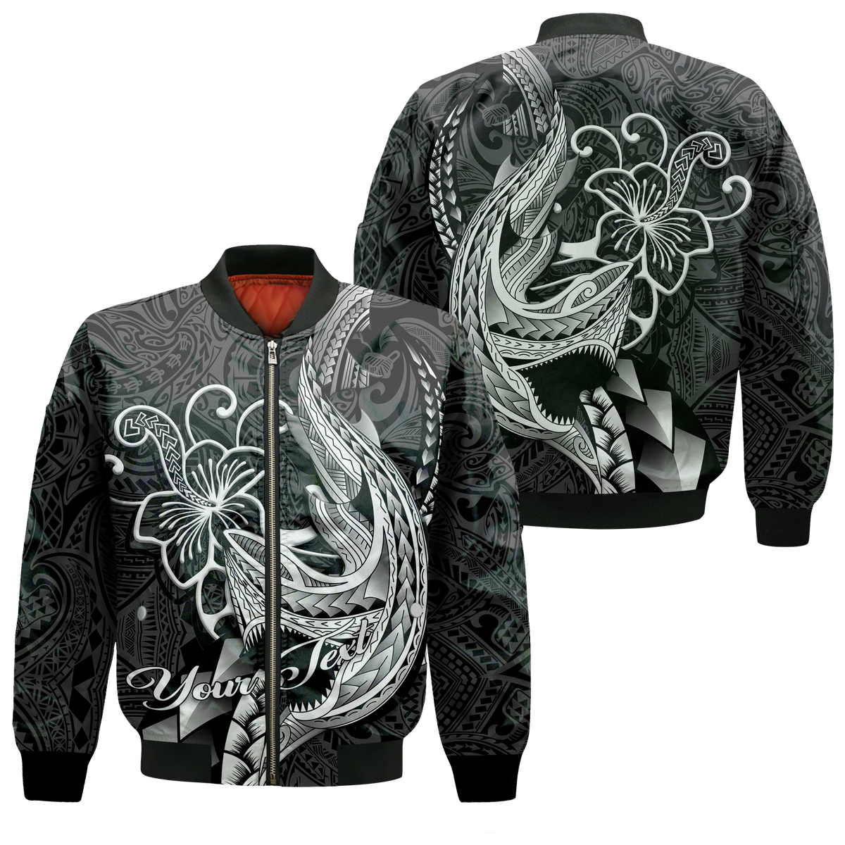 (Custom Personalised) Polynesian Shark Tattoo Hawaii Tribal Bomber Jacket