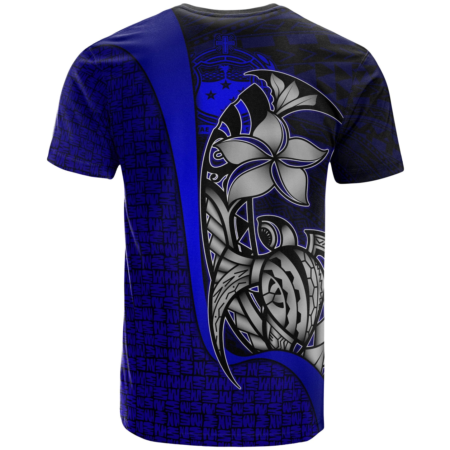 Samoa Polynesian T - Shirt Blue - Turtle With Hook