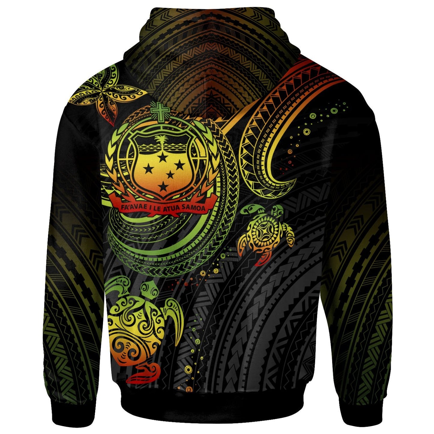 Custom Text Samoa Polynesian Hoodi Personalised Reggae Turtle Tropical Zip Up Hoodie