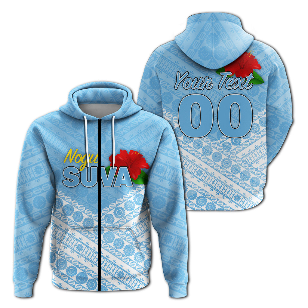 ( Personalised) Fiji Suva Rugby Zip Up Hoodie Tapa Pattern