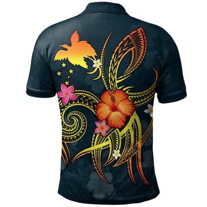 Papua New Guinea Polynesian Polo Shirt - Legend of Papua New Guinea Blue