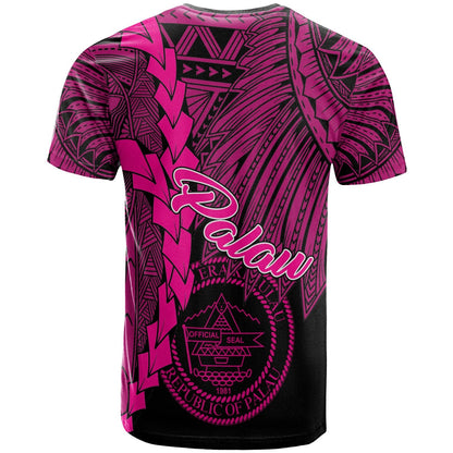 Palau Polynesian Custom Personalised T Shirt Tribal Wave Tattoo Pink