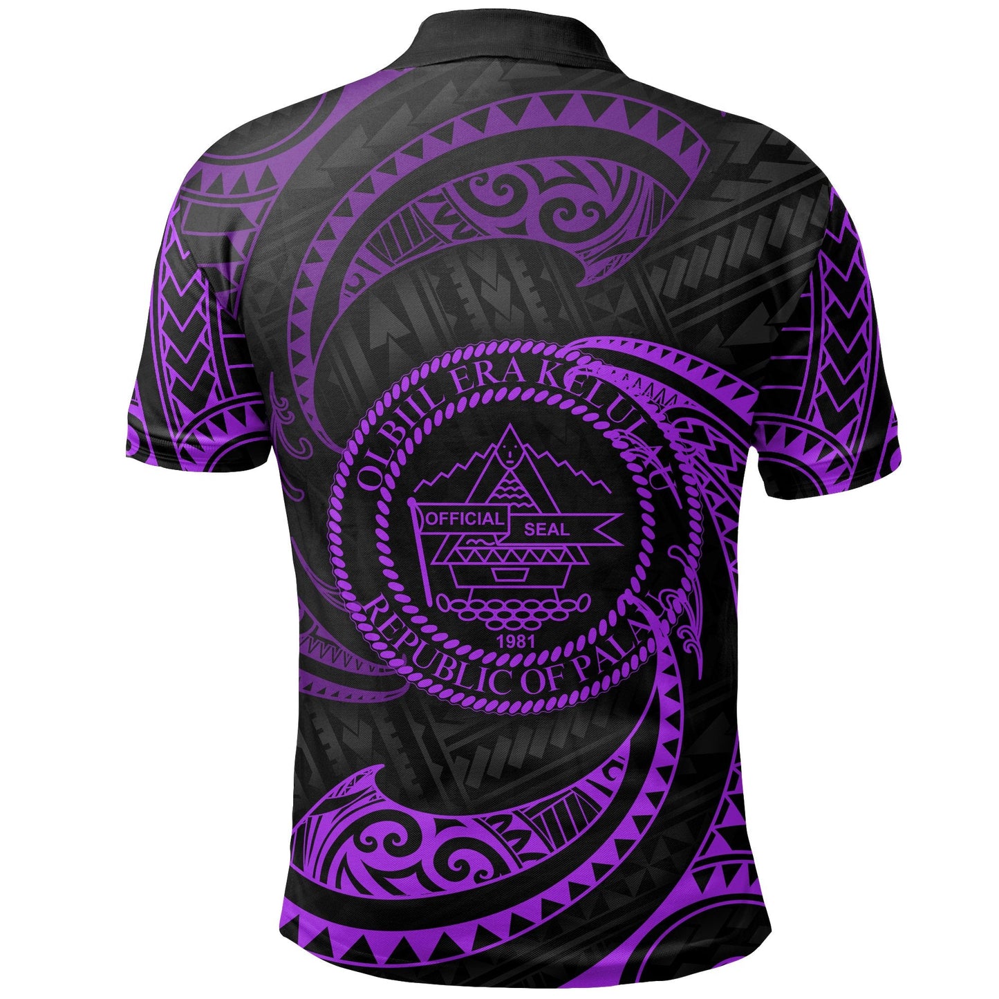 Palau Polynesian Custom Personalised Polo Shirt - Purple Tribal Wave