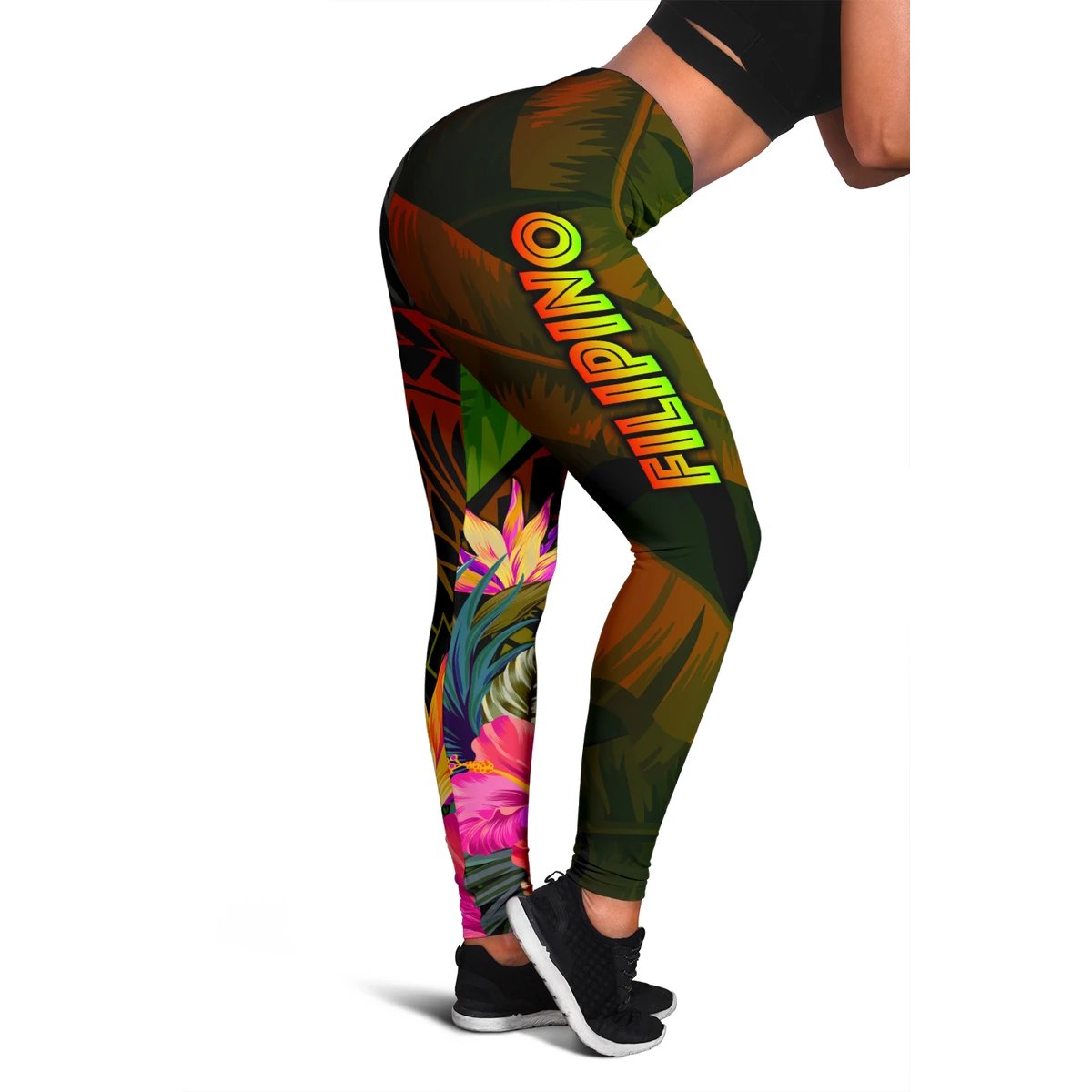 The Philippines Polynesian Women's Leggings - Hibiscus and Banana Leaves