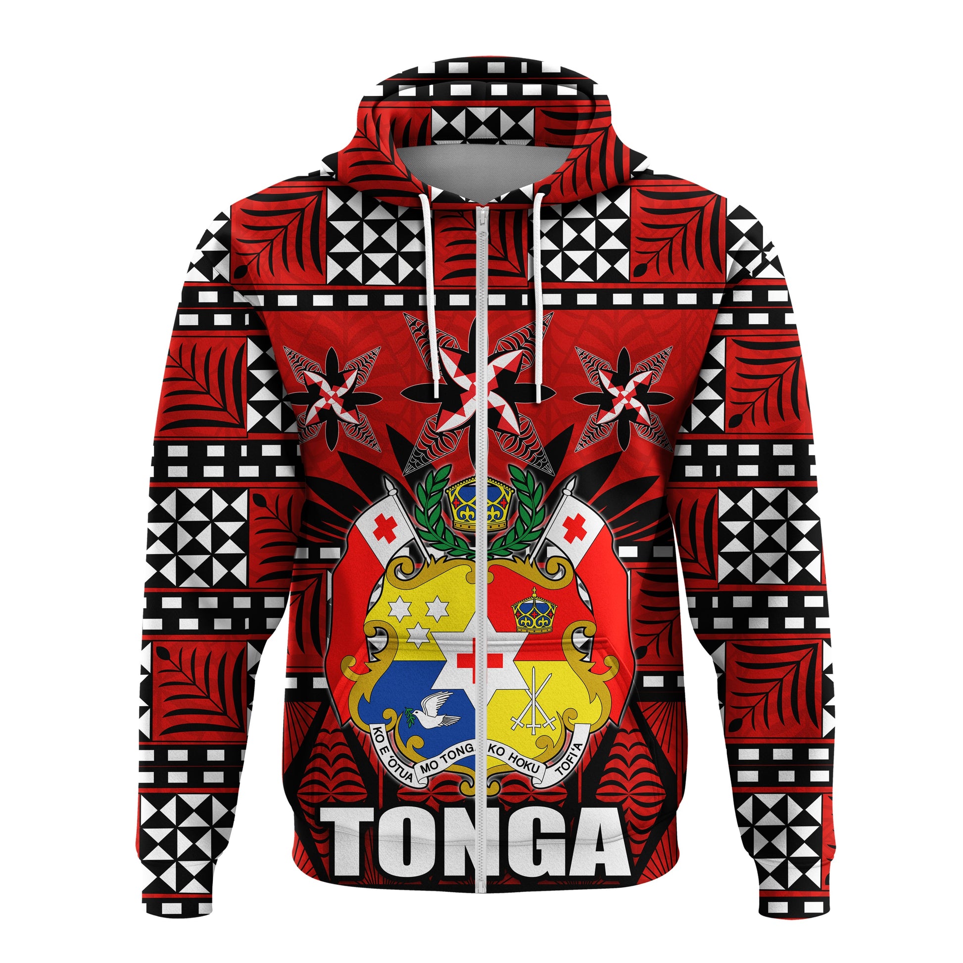 Tonga Zip Hoodie Tongan Patterns -0